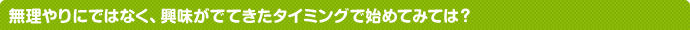 無理やりにではなく、興味がでてきたタイミングで始めてみては?