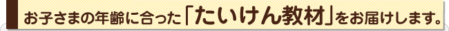 お子さまの年齢に合った「たいけん教材」をお届けします。